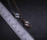 Opal Necklace - 18kGP @ Sterling Silver - Rose Gold - Created White Opal Necklace - Double Oval Opal Leaf Style #127