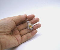 Genuine Citrine Necklace Sterling Silver Flower 2.1 CT Yellow Gemstone Pendant November Birthstone 18kgp #716