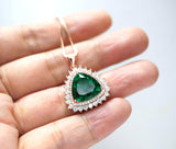 Large Triangle green emerald Necklace - Rose Gold Coated Sterling Silver High Quality Trillion Cut 8 CT Emerald Pendant #724
