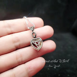 Ruby Necklace Sterling Silver - Double Heart Necklace - White Gold coated July Birthstone #649