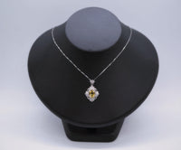 Genuine Citrine Necklace Sterling Silver Flower 2.1 CT Yellow Gemstone Pendant November Birthstone 18kgp #716