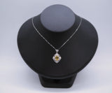 Genuine Citrine Necklace Sterling Silver Flower 2.1 CT Yellow Gemstone Pendant November Birthstone 18kgp #716