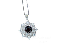 Garnet Necklace - Gemstone Flower Pendant - 18kgp @ Sterling Silver - Red Garnet Jewelry #603