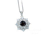 Garnet Necklace - Gemstone Flower Pendant - 18kgp @ Sterling Silver - Red Garnet Jewelry #603