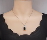 Large Rectangle Green Peridot Necklace Sterling Silver Deep Green August Birthstone Bridal Wedding Luxury Royal Peridot Pendant #1005