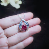 Ruby Necklace Sterling Silver Blue Sapphire Wing Jewelry 18kgp Hold Your Heart Red Ruby Jewelry #530