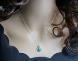 Natural Malachite Necklace - Sterling Silver White Gold Mermaid Pendant - Heart Chakra Healing Green Stone Jewelry #934