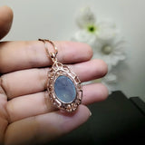 Natural Aquamarine Necklace Sterling Silver 13 ct Oval 18k Rose gold coated Crystal Chakra Healing High Frequency March Birthstone 1047