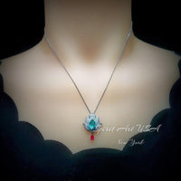 Green Paraiba Tourmaline Necklace - 18KGP @ Sterling Silver - Gemstone Lotus Flower Necklace - Large Paraiba Pendant #923