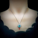 Green Paraiba Tourmaline Necklace - 18KGP @ Sterling Silver - Gemstone Lotus Flower Necklace - Large Paraiba Pendant #923