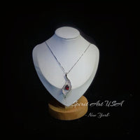 Garnet Necklace - 18kgp @ Sterling Silver Leaf Necklace - Gemstone Leaf - Teardrop Garnet Pendant - January Birthstone Anniversary Gift #886