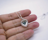 Heart Blue Paraiba Tourmaline Necklace double halo Heart Halo Blue Gemstone Pendant Jewelry #256