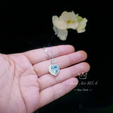 Aquamarine Heart Necklace - Sterling Silver 2 CT Blue Gemstone Gemstone Aquamarine Pendant - March Birthstone White Gold Plated #366
