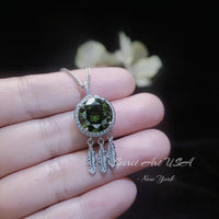 Large Green Peridot Necklace - 18KGP @ Sterling Silver - dreamcatcher Necklace - August Birthstone - Dream Catcher Peridot Pendant #690