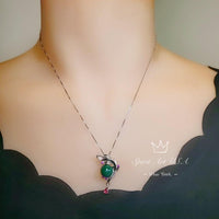 Genuine Malachite Necklace - White Gold Sterling Silver Feather Dangle Pendant - Leaf Heart Chakra Malachite Pendant Jewelry #527
