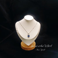 Blue Sapphire Necklace Four leaf clover Style - Cushion Cut - 5 CT Blue Sapphire Pendant Gemstone Flower Bail - 18KGP @ Sterling Silver #674