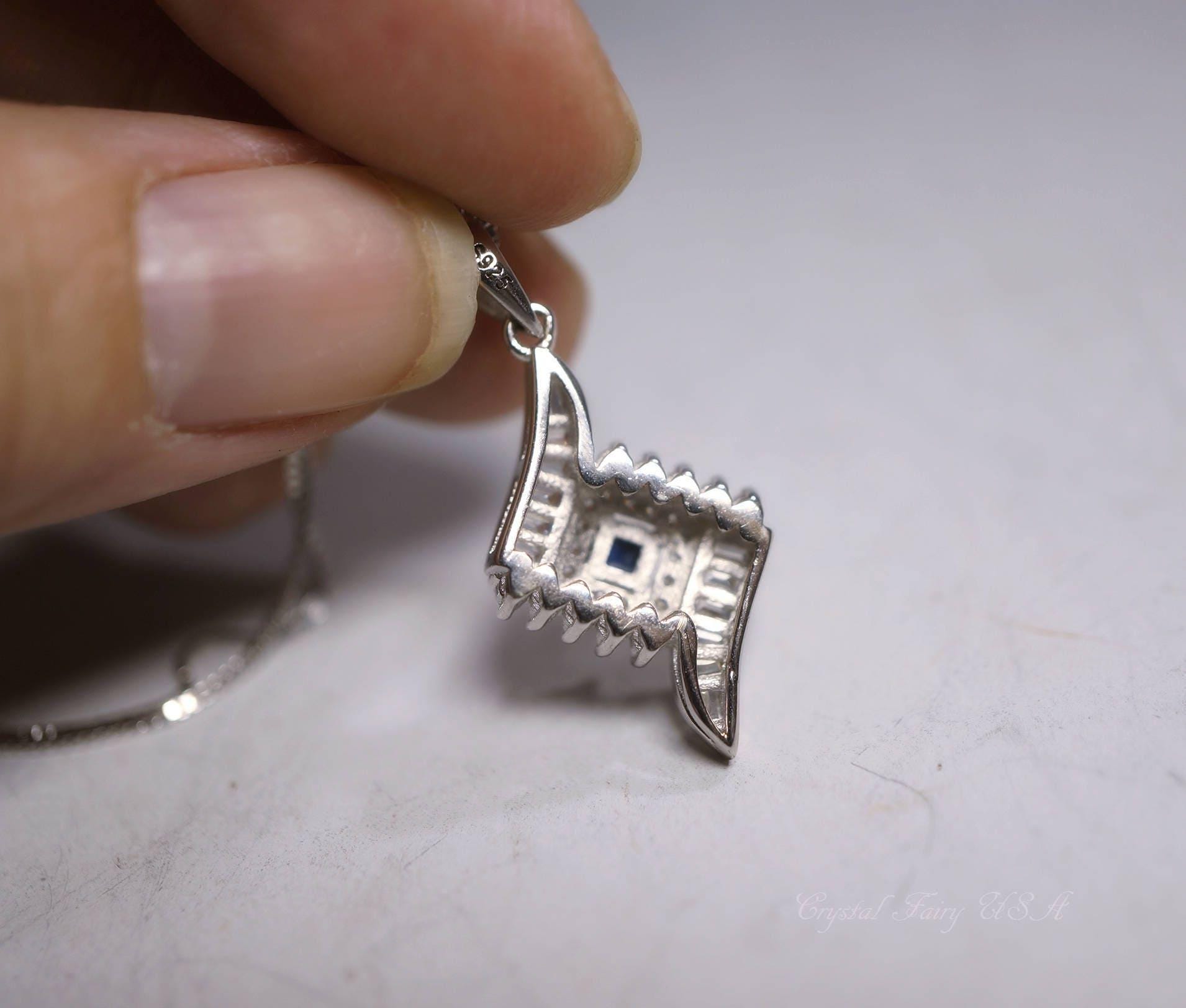 Genuine Blue Sapphire Necklace - High Quality Dainty Sterling Silver - Blue Sapphire Necklace