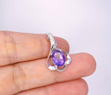 Genuine Amethyst Necklace - Sterling Silver Petal February Birthstone Natural Amethyst Jewelry #461