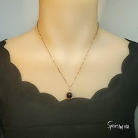 Solitaire Black Onyx Necklace , Classic 4 CT Natural Genuine Onyx Pendant - 18KGP @ Sterling Silver - Black Gemstone Protective Stone #159