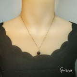 Solitaire Black Onyx Necklace , Classic 4 CT Natural Genuine Onyx Pendant - 18KGP @ Sterling Silver - Black Gemstone Protective Stone #159