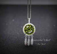 Large Green Peridot Necklace - 18KGP @ Sterling Silver - dreamcatcher Necklace - August Birthstone - Dream Catcher Peridot Pendant #690