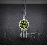 Large Green Peridot Necklace - 18KGP @ Sterling Silver - dreamcatcher Necklace - August Birthstone - Dream Catcher Peridot Pendant #690