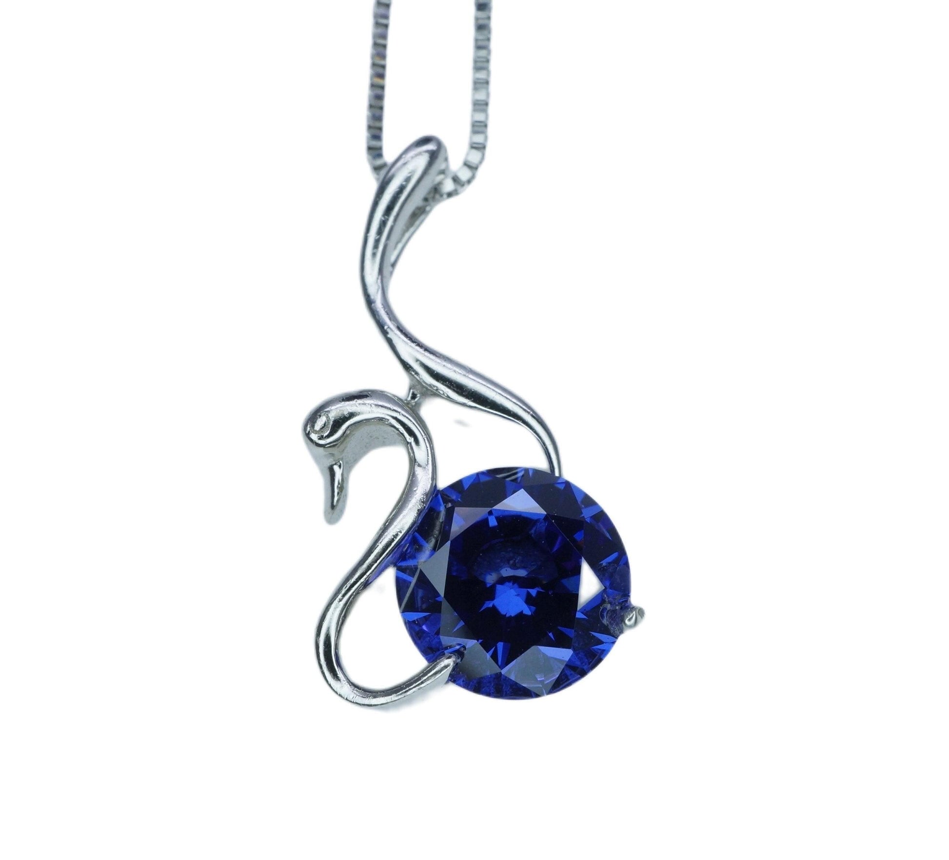 Tanzanite Necklace Sterling Silver Swan Pendant - December Birthstone - Simple Solitaire 18kgp - Tanzanite Jewelry #336