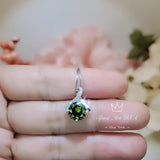 2.2 CT Green Peridot Necklace Gemstone Knot Pendant - Simple Bowknot Lab Created Deep Green Gemstone 18k @ Sterling Silver Minimalist 058