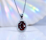 Orange Spessartite Garnet Necklace Tangerine Sapphire pendant - Oval cut Halo Pendant - 18KGP @ Sterling Silver 1110