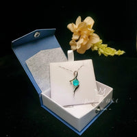 Paraiba Necklace Sterling Silver Bow Swirl Infinity White Gold plated Blue Paraiba Pendant Jewelry #940