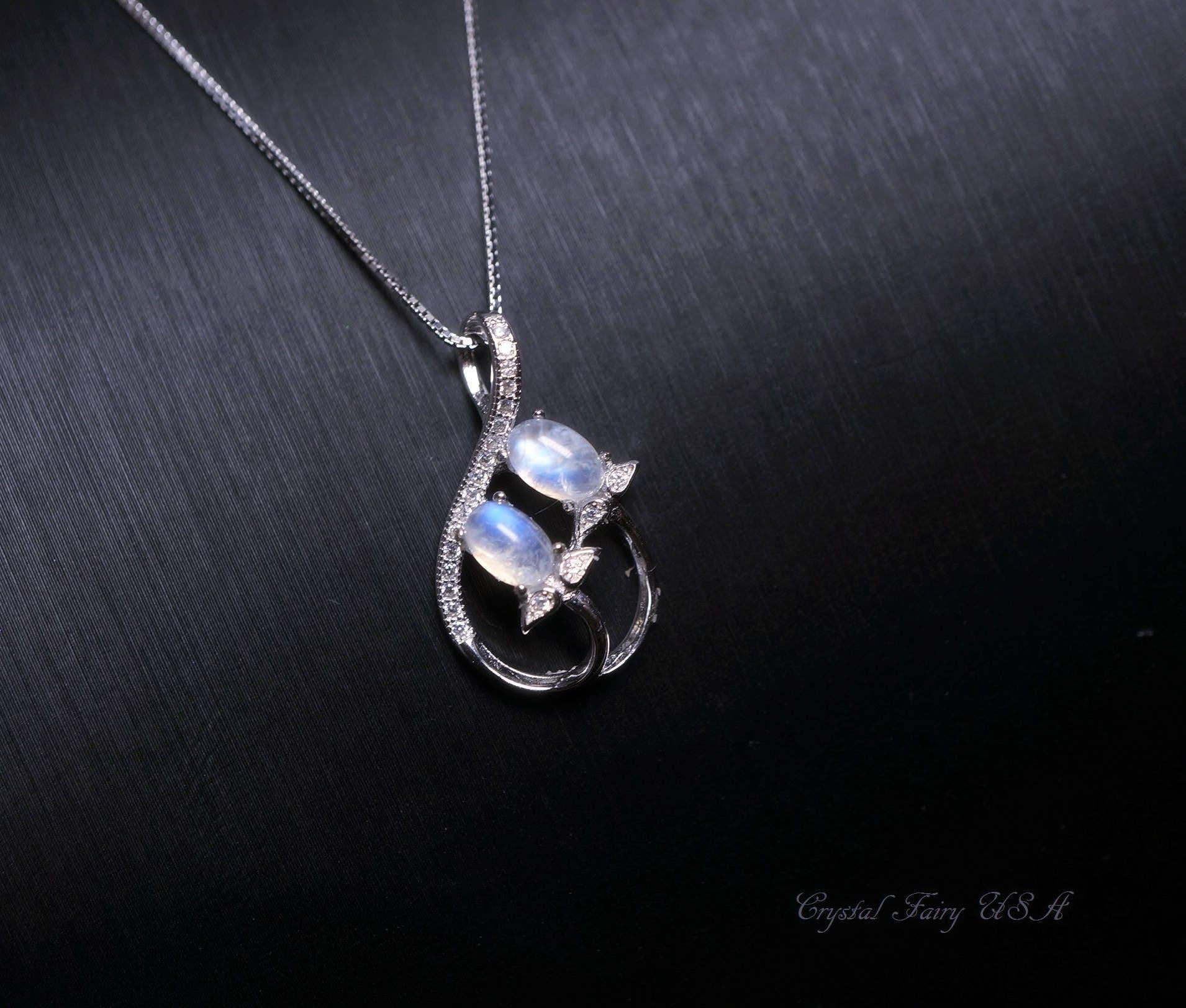 Rose Gold Moonstone Necklace, 925 Sterling Silver Flash Moonstone Flower Choker Moonstone PENDANT #424