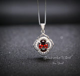 Garnet Necklace - Sterling Silver flower of Life Red Gemstone Dainty Orange Spessartite Garnet Jewelry Tiny Garnet Choker Chakra Healing