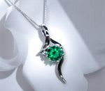 2 CT Round Emerald Necklace Sterling Silver Bow Swirl Infinity Green Emerald Pendant Green Gemstone Jewelry May Birthstone #509