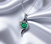 2 CT Round Emerald Necklace Sterling Silver Bow Swirl Infinity Green Emerald Pendant Green Gemstone Jewelry May Birthstone #509