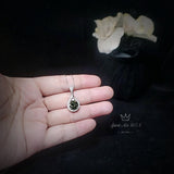 Round Peridot Necklace Sterling Silver 2 CT Sim Gemstone Green Pendant August Birthstone Teardrop Style Solitaire Lab Created #156