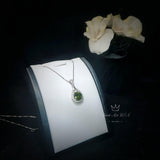 Round Peridot Necklace Sterling Silver 2 CT Sim Gemstone Green Pendant August Birthstone Teardrop Style Solitaire Lab Created #156