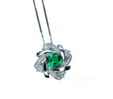 Tiny Square Emerald Necklace - 18kgp @ Sterling Silver - Gemstone Windmill Necklace - Mini Green Emerald Jewelry #304