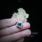 Tiny Square Emerald Necklace - 18kgp @ Sterling Silver - Gemstone Windmill Necklace - Mini Green Emerald Jewelry #304