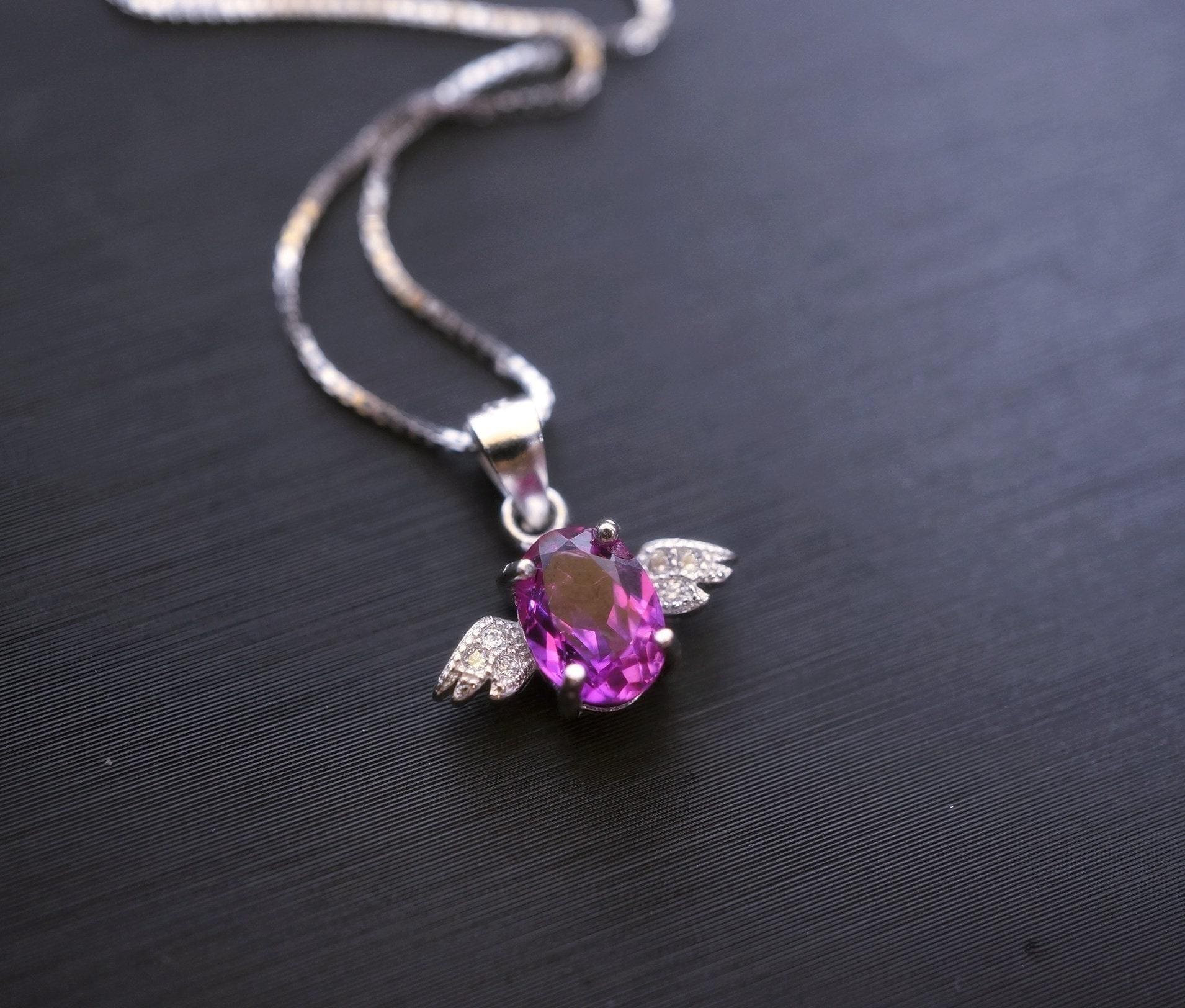 Sterling Silver Tiny Ruby Necklace - Dainty Red Ruby Pendant - Full Sterling Silver Penguin Necklace Bird Choker 1067
