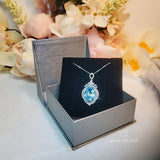 Large Aquamarine Necklace - 18KGP @ Sterling Silver - 14 ct Oval Cut Blue Aquamarine Pendant #915