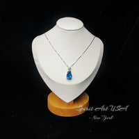 Sterling Silver Teardrop Blue Topaz Necklace - Large Solitaire 6 CT Blue Topaz Jewelry - 18KGP - November Birthstone #784