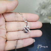 Mystic Topaz Swan Necklace - 18Kgp @ Sterling Silver - Rainbow Mystic Topaz Pendant - Solitaire Single Simple Bird Pendant #155