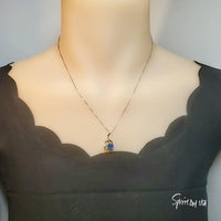 Mystic Topaz Swan Necklace - 18Kgp @ Sterling Silver - Rainbow Mystic Topaz Pendant - Solitaire Single Simple Bird Pendant #155