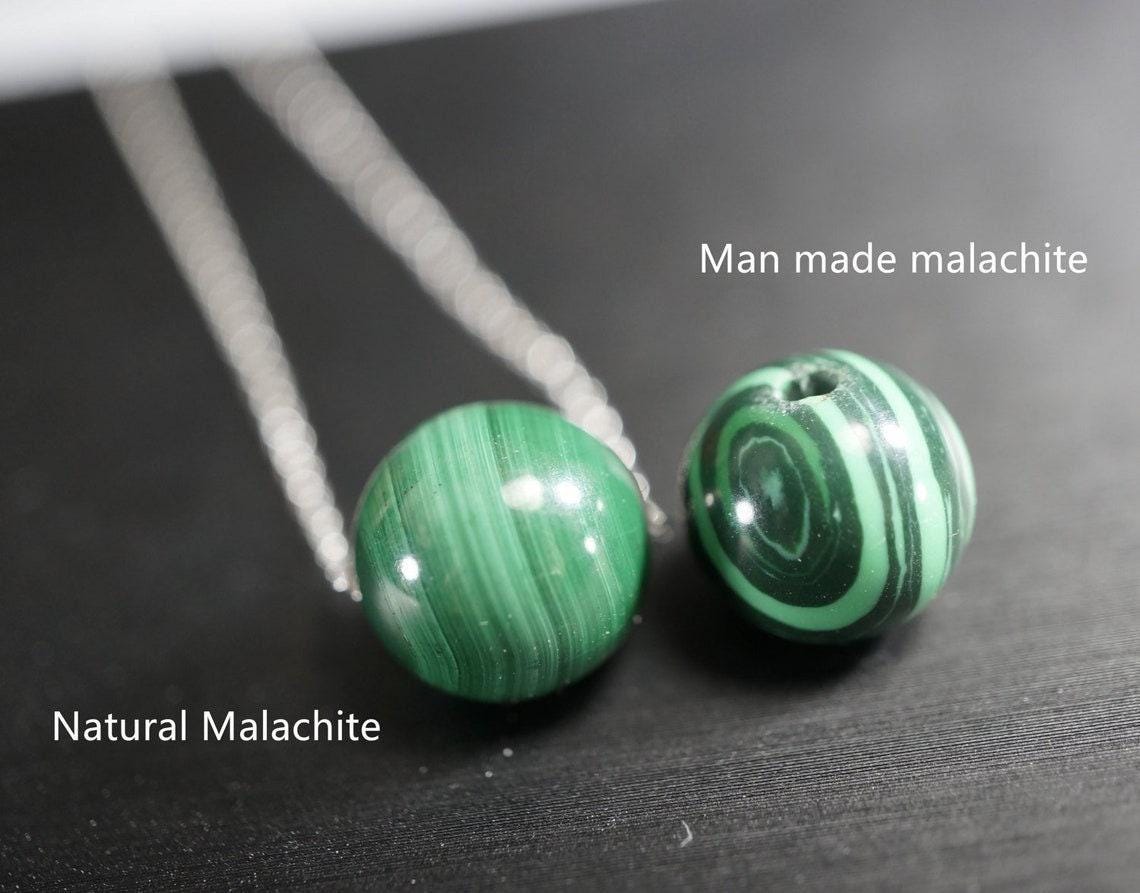 Natural Malachite Necklace - 18KGP @ Sterling Silver - Large Genuine Oval Green Malachite Pendant - Heart Chakra Healing 1117
