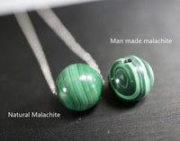 Natural Malachite Necklace - 18KGP @ Sterling Silver - Large Genuine Oval Green Malachite Pendant - Heart Chakra Healing 1117