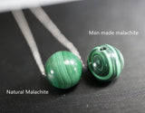 Natural Malachite Necklace - 18KGP @ Sterling Silver - Large Genuine Oval Green Malachite Pendant - Heart Chakra Healing 1117