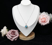 Blue Topaz Necklace - Diamond Milky Way Spiral Pendant 18KGP White Gold Sterling Silver - 3 CT Galaxy Energy Vortexes Windmill Jewelry #987