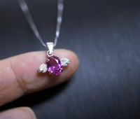 Sterling Silver Tiny Ruby Necklace - Dainty Red Ruby Pendant - Full Sterling Silver Penguin Necklace Bird Choker 1067