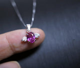 Sterling Silver Tiny Ruby Necklace - Dainty Red Ruby Pendant - Full Sterling Silver Penguin Necklace Bird Choker 1067