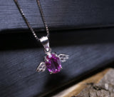 Sterling Silver Tiny Ruby Necklace - Dainty Red Ruby Pendant - Full Sterling Silver Penguin Necklace Bird Choker 1067